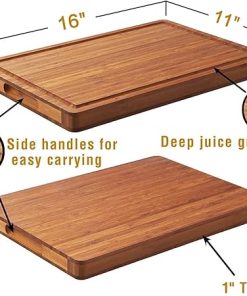 Bamboo Cutting Board 1 Inch Thick Butcher Block with Juice Grooves 2