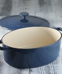 Cuisinart 5.5 Quart Enameled Cast Iron Oval Casserole Provencial Blue 2
