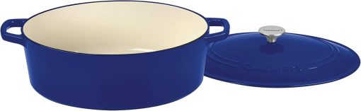 Cuisinart Enameled Cast Iron Oval Casserole 7 Quart Cobalt Blue - Image 2