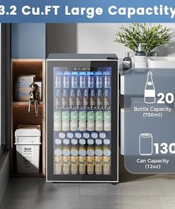 130 Can Mini Fridge Beverage Cooler with Adjustable Temperature Control 2