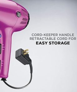 Conair 1875W Retractable Cord Hair Dryer in Pink with Cord Keeper 2