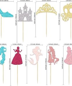 Princess Cupcake Toppers Set 36Pcs Mermaid Castle High Heel Decorations 2