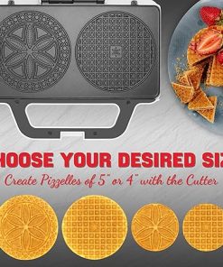 Electric Pizzelle Maker and Non-Stick Stroopwafel Iron 5 Inch Cookie 2