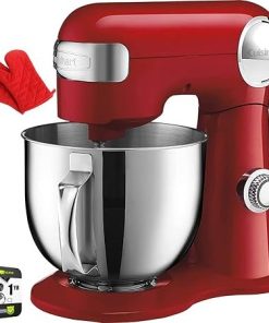 Cuisinart 5.5-Quart Stand Mixer Ruby Red with Oven Mitts and Warranty