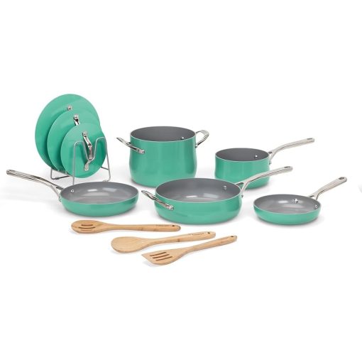 Cuisinart 12-Piece Pots and Pans Set Nonstick Teal Culinary Collection