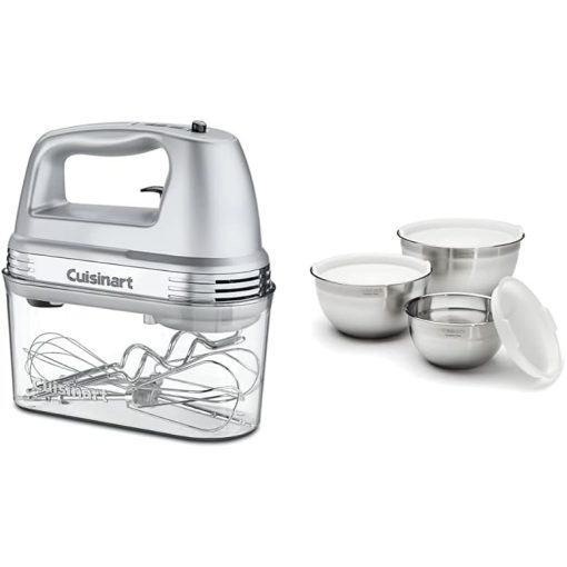 Cuisinart Handheld Mixer with Storage Case and Stainless Steel Bowls Set