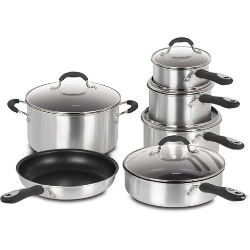 Cuisinart 11-Piece Non-Stick Aluminum Cookware Set Brushed Silver