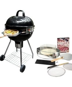 PizzaQue Deluxe Outdoor Pizza Oven Kettle Grill Conversion Kit Silver