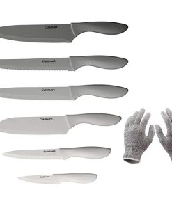 Cuisinart 12-Piece Gray Knife Set with Blade Guards and Gloves Bundle