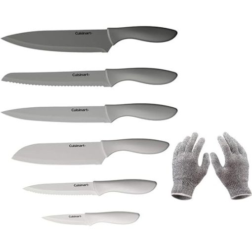 Cuisinart 12-Piece Gray Knife Set with Blade Guards and Gloves Bundle