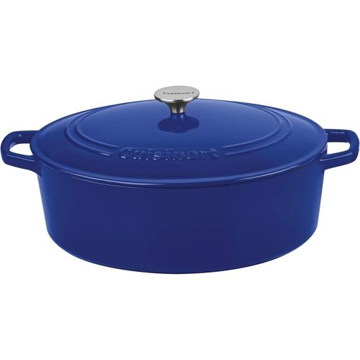 Cuisinart Enameled Cast Iron Oval Casserole 7 Quart Cobalt Blue