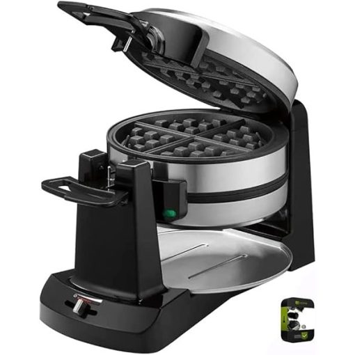 Cuisinart WAF-F40 Double Flip Belgian Waffle Maker Black Stainless Bundle