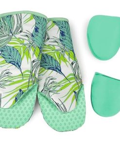 Cuisinart 4-Piece Oven Mitt and Mini Silicone Mitt Set Turquoise