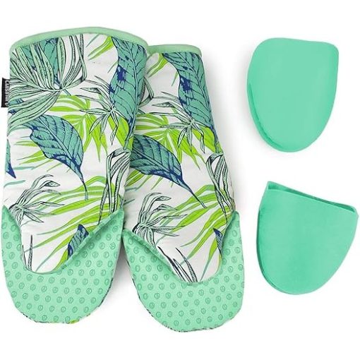 Cuisinart 4-Piece Oven Mitt and Mini Silicone Mitt Set Turquoise
