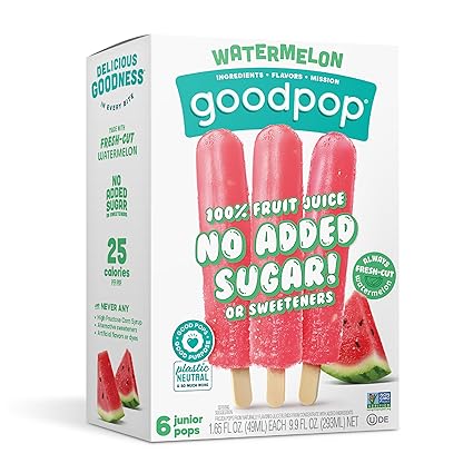 GoodPop Watermelon Ice Pops - 100% Fruit Juice No Artificial Ingredients