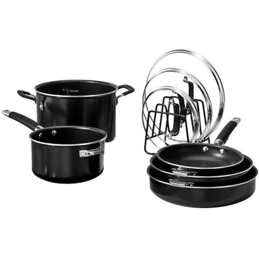Cuisinart SmartNest Black Nonstick Aluminum 9-Piece Cookware Set