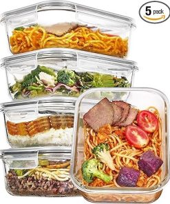 Vtopmart Glass Food Storage Containers 35oz 5 Pack with Lids
