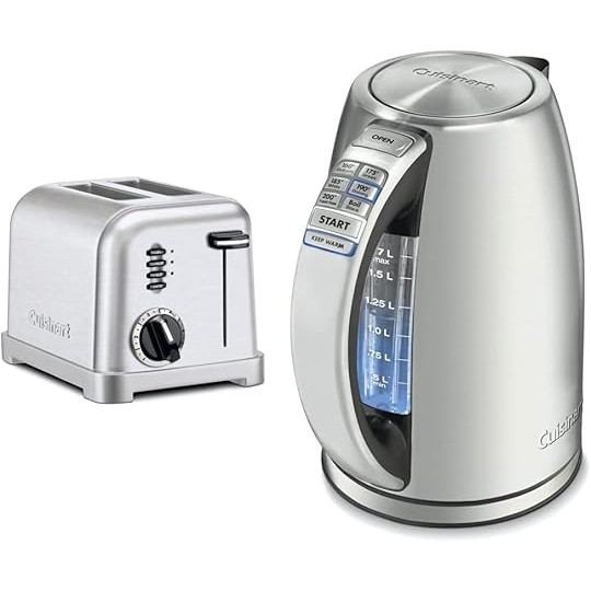 Cuisinart Metal Classic 2-Slice Toaster Brushed Stainless Steel  
CPK-17P1 Electric Cordless 1.7-Liter Stainless Steel Tea Kettle