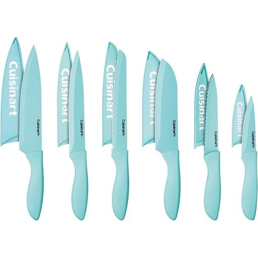 Cuisinart 12-Piece Kitchen Knife Set Aqua Color Collection Blade Guards