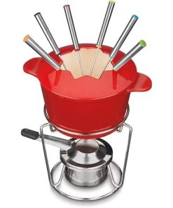 Cuisinart 13-Piece Cast Iron Fondue Set, Red