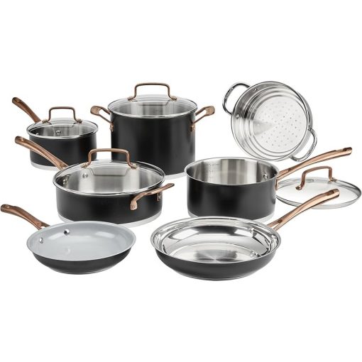 Cuisinart 11 Piece Matte Black Cookware Set for Modern Kitchens