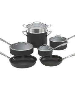 Cuisinart 11-Piece Black Anodized Cookware Set Dishwasher Safe