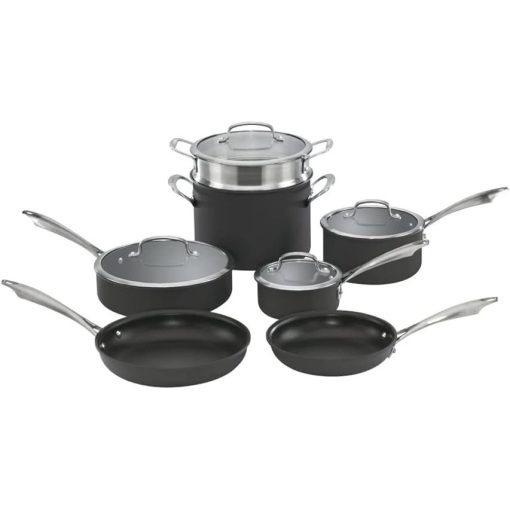Cuisinart 11-Piece Black Anodized Cookware Set Dishwasher Safe