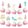 Princess Cupcake Toppers Set 36Pcs Mermaid Castle High Heel Decorations