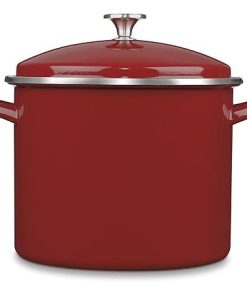 Red 12 Quart Stockpot with Lid for Cooking and Meal Prep
