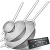 Walfos Stainless Steel Fine Mesh Strainer Set of 3 for Kitchen Use