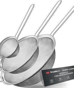 Walfos Stainless Steel Fine Mesh Strainer Set of 3 for Kitchen Use