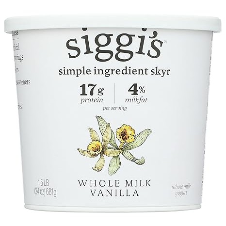 Siggi's Icelandic Whole Milk Yogurt Vanilla 24 oz Thick Protein Snack