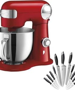 Cuisinart 5.5 Quart Stand Mixer Ruby Red with Knife Set and Block