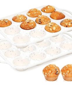 Silicone Muffin Pan Set with Metal Frame for 12 Cupcakes