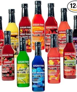 Sugar Free Sno Cone Syrup 12 Pack 12.7oz Bottles for Summer Fun