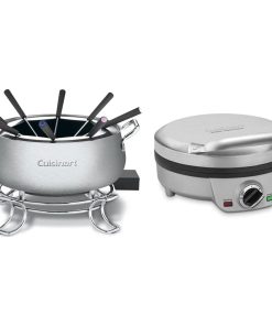 Cuisinart 3 Quart Fondue Pot for Chocolate Cheese Broth Oil Stainless Steel  
Mini Belgian Waffle Maker Round Silver Waffle Iron WAF-200P1